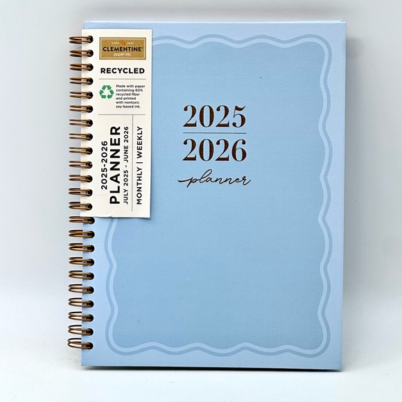 2025-2026 Clementine Paper inc. 12-month Weekly Monthly Planner (Wavy/Blue) - Picture 1 of 10